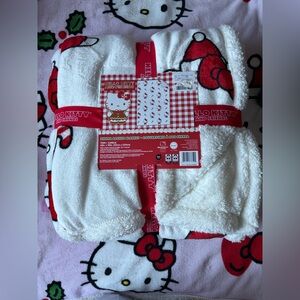 Hello Kitty Candy Cane Sherpa Twin Blanket